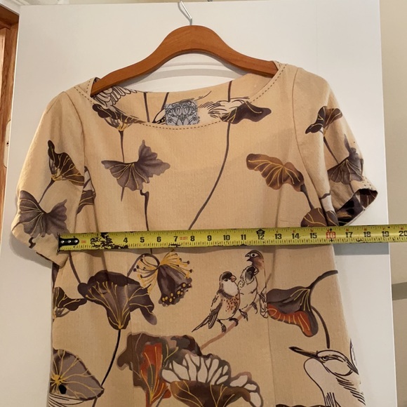 Anthropologie Floreat Snowy Egret Bird Shift Dress NO BELT 12 - Picture 11 of 11
